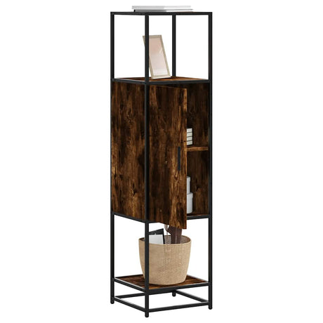Vidaxl hoge kast 35,5x35x139 cm bewerkt hout en metaal gerookt eiken