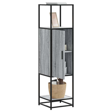 Vidaxl hoge kast 35,5x35x139 cm bewerkt hout en metaal grijs sonoma