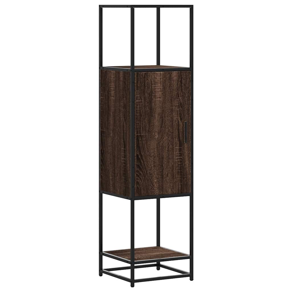 Vidaxl hoge kast 35,5x35x139 cm bewerkt hout en metaal bruin eiken