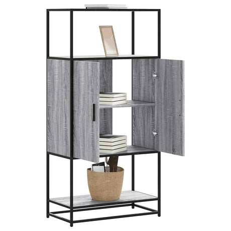 Vidaxl hoge kast 68x35x139cm bewerkt hout en metaal grijs sonoma eiken
