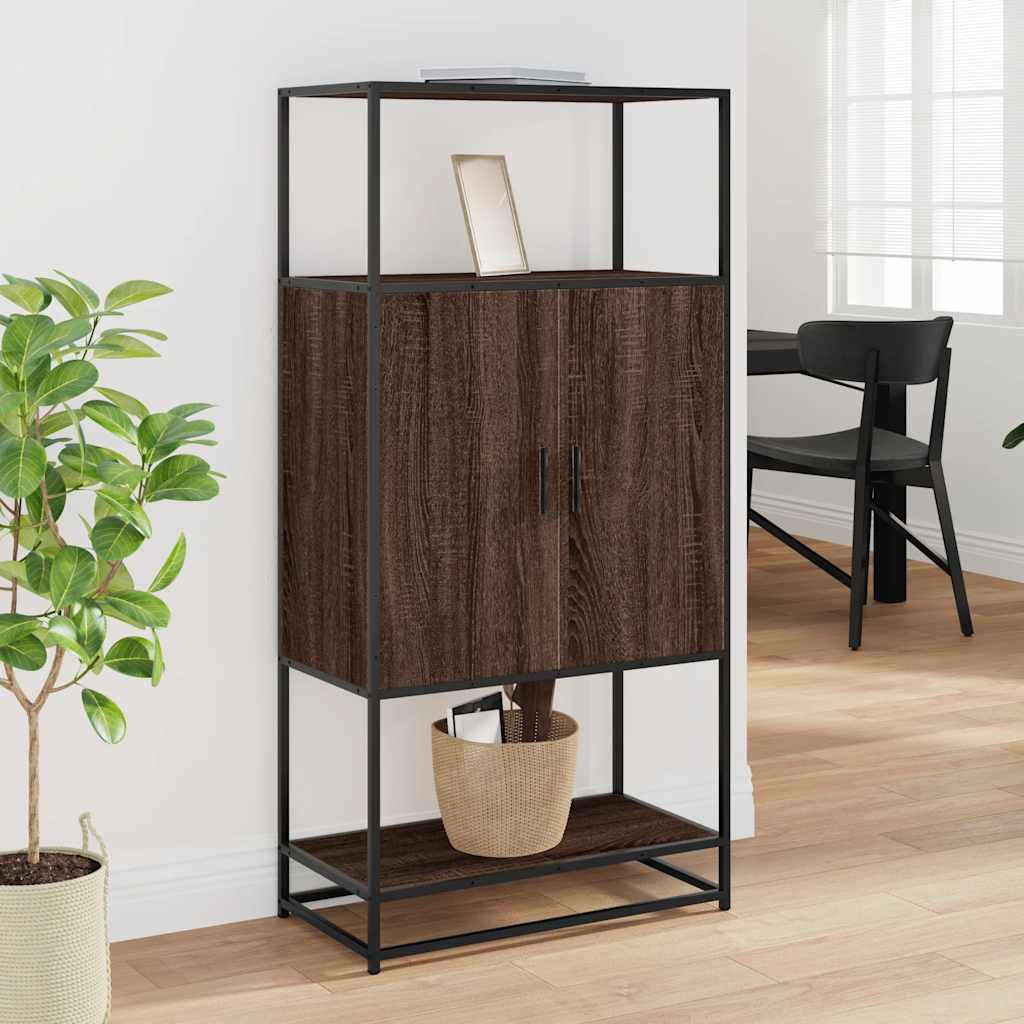 Vidaxl hoge kast 68x35x139 cm bewerkt hout en metaal bruin eikenkleur