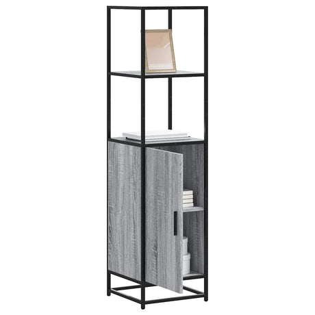 Vidaxl hoge kast 35,5x35x139 cm bewerkt hout en metaal grijs sonoma