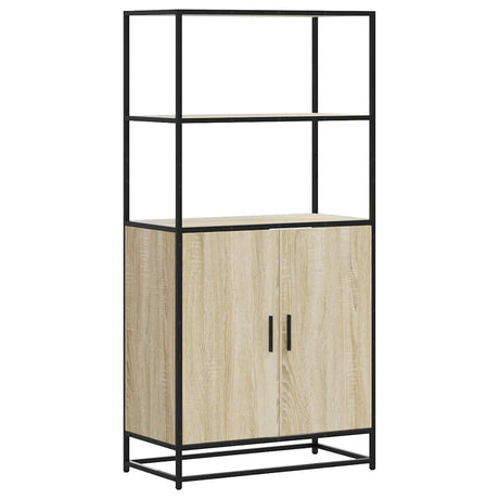 Vidaxl hoge kast 68x35x139 cm bewerkt hout en metaal zwart