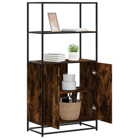 Vidaxl hoge kast 68x35x139cm bewerkt hout en metaal gerookt eikenkleur