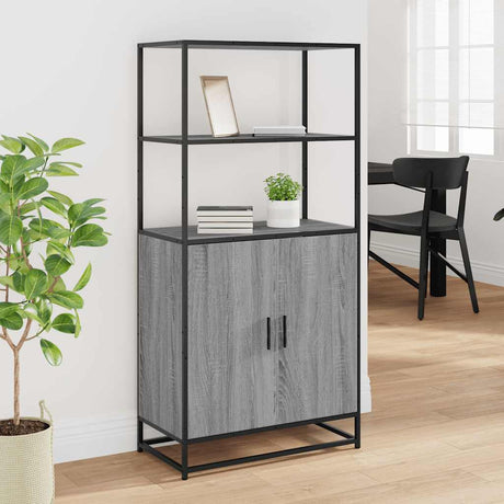 Vidaxl hoge kast 68x35x139cm bewerkt hout en metaal grijs sonoma eiken