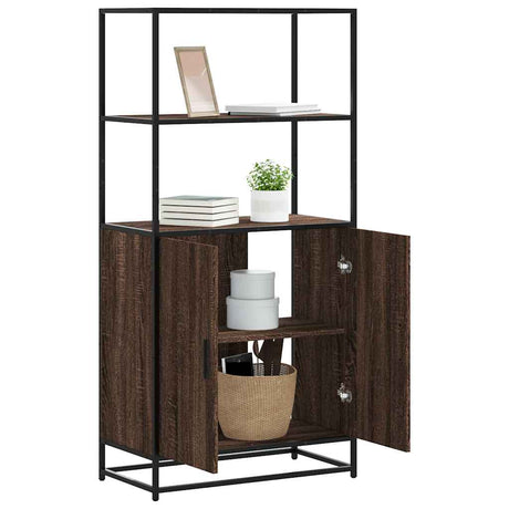 Vidaxl hoge kast 68x35x139 cm bewerkt hout en metaal bruin eikenkleur
