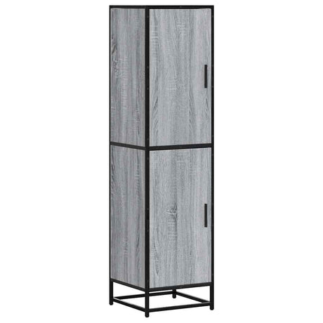 Vidaxl hoge kast 35,5x35x139 cm bewerkt hout en metaal grijs sonoma