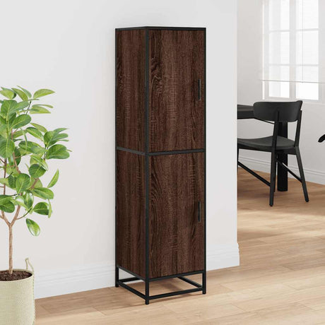 Vidaxl hoge kast 35,5x35x139 cm bewerkt hout en metaal bruin eiken