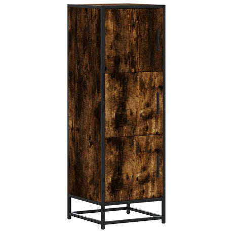 Vidaxl hoge kast 35,5x35x106,5 cm bewerkt hout en metaal gerookt eiken