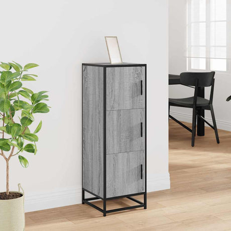 Vidaxl hoge kast 35,5x35x106,5 cm bewerkt hout en metaal grijs sonoma