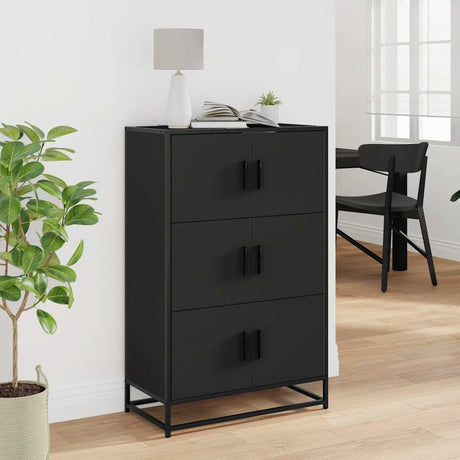 Vidaxl hoge kast 68x35x106,5 cm bewerkt hout en metaal zwart