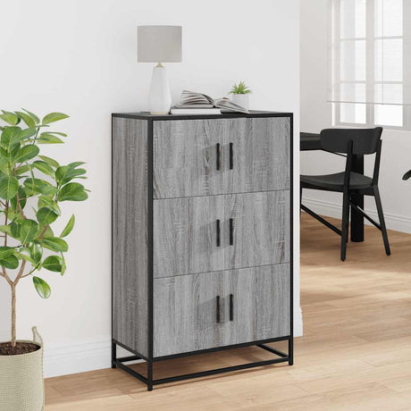 Vidaxl hoge kast 68x35x106,5 cm bewerkt hout en metaal grijs sonoma