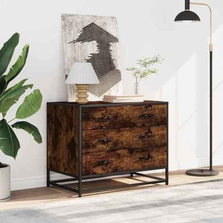 Vidaxl ladekast 70x41x56 cm bewerkt hout gerookt eikenkleurig