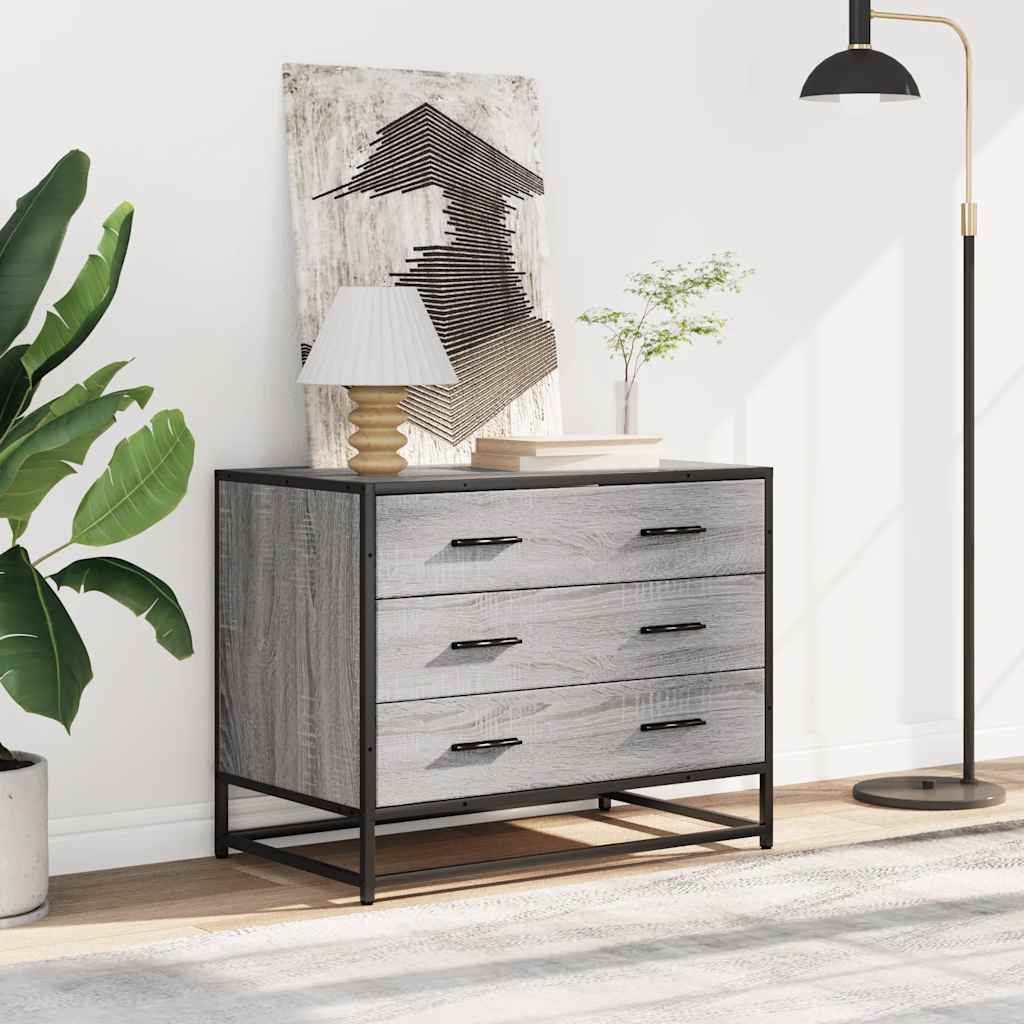 Vidaxl ladekast 70x41x56 cm bewerkt hout grijs sonoma eikenkleurig