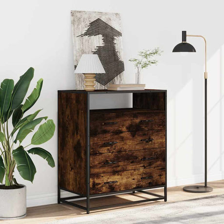 Vidaxl ladekast 70x41x83,5 cm bewerkt hout gerookt eikenkleurig