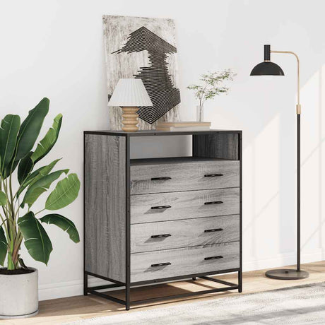 Vidaxl ladekast 70x41x83,5 cm bewerkt hout grijs sonoma eikenkleurig