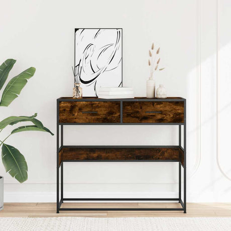 Vidaxl wandtafel 90x35x80 cm bewerkt hout gerookt eikenkleurig