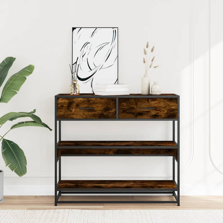 Vidaxl wandtafel 90x35x80 cm bewerkt hout gerookt eikenkleurig