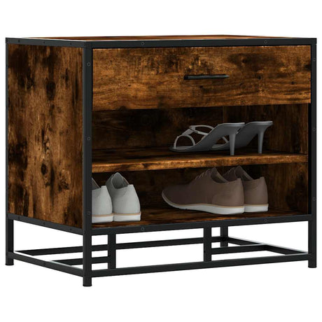 Vidaxl schoenenbank 60x40x53,5 cm bewerkt hout en metaal gerookt eiken