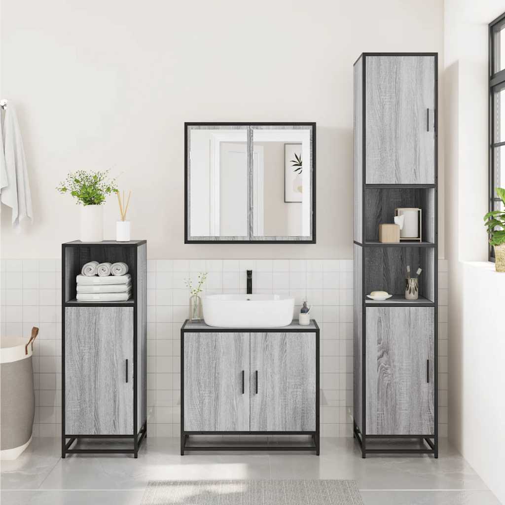 Vidaxl badkamerkast 35x37,5x100cm bewerkt hout grijs sonoma eikenkleur