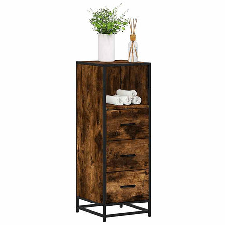 Vidaxl badkamerkast 35x37,5x100 cm bewerkt hout gerookt eikenkleurig