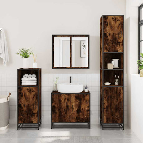 Vidaxl badkamerspiegelkast 65x20x60 cm bewerkt hout gerookt eikenkleur