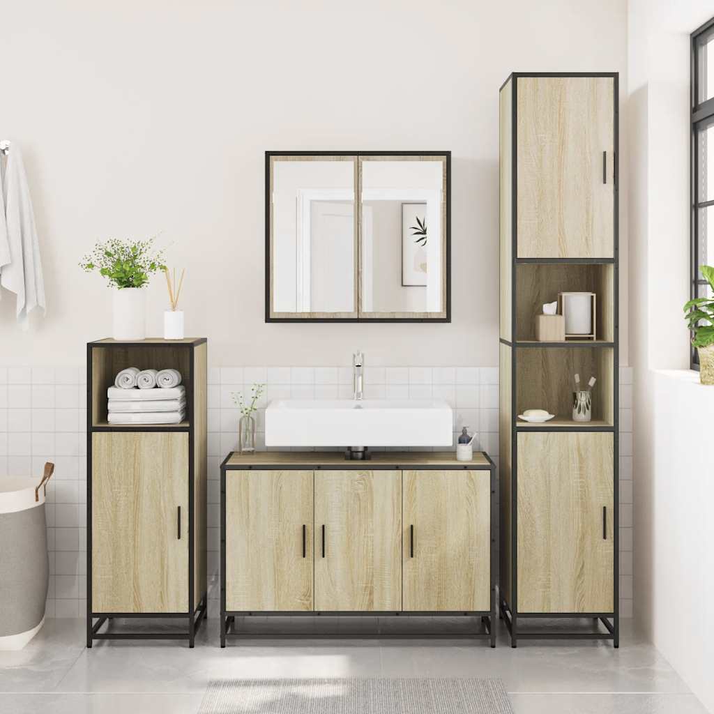Vidaxl wastafelkast sonoma eiken 90x33x60 cm bewerkt hout