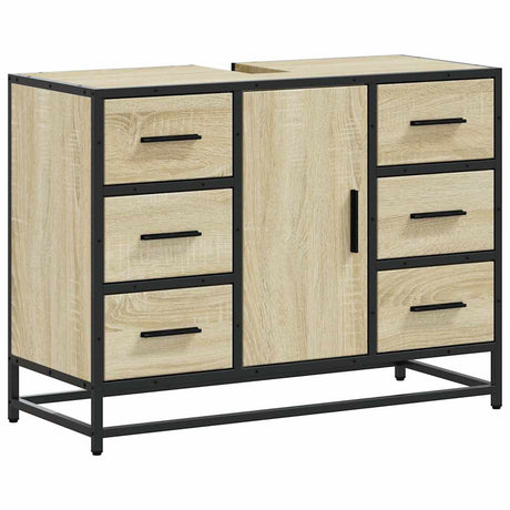 Vidaxl wastafelkast 80x33x60 cm bewerkt hout sonoma eikenkleurig