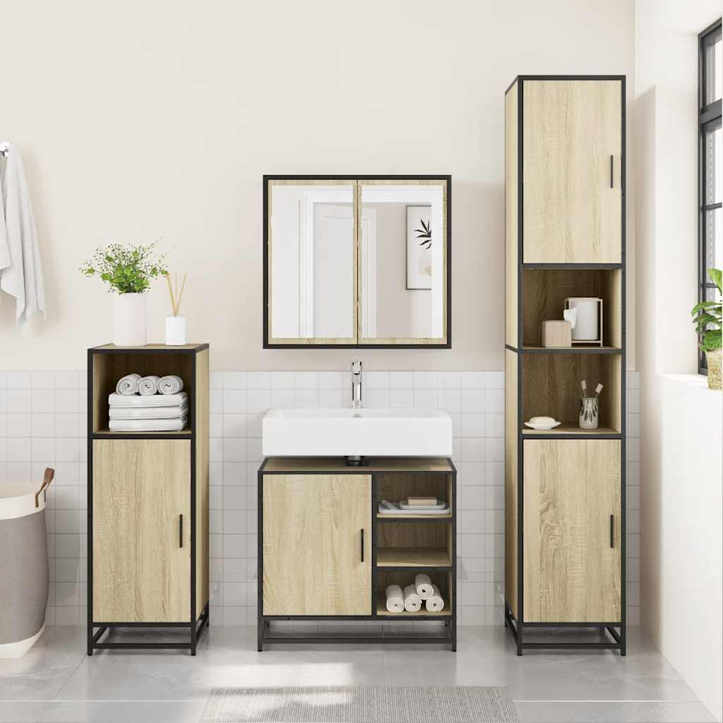Vidaxl wastafelkast sonoma eiken 65x33x60 cm bewerkt hout