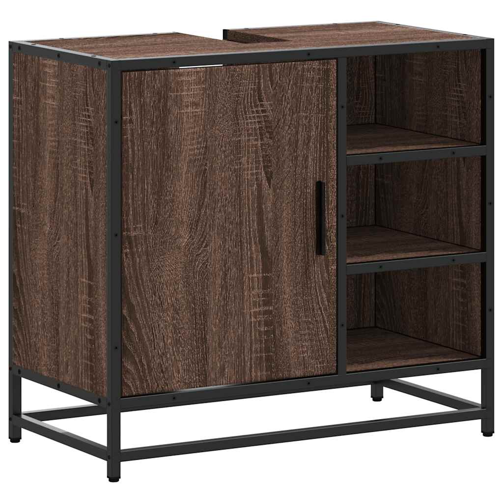 Vidaxl wastafelkast 65x33x60 cm bewerkt hout bruin eikenkleur