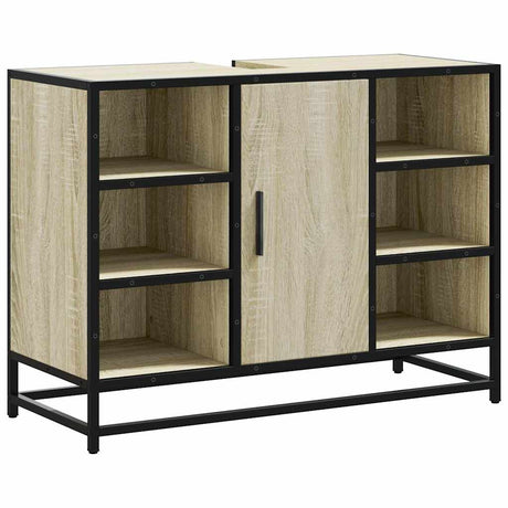 Vidaxl wastafelkast sonoma eiken 80x33x60 cm bewerkt hout