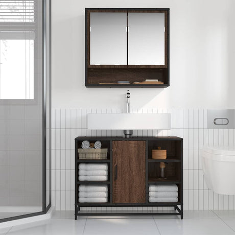Vidaxl wastafelkast 80x33x60 cm bewerkt hout bruin eikenkleurig