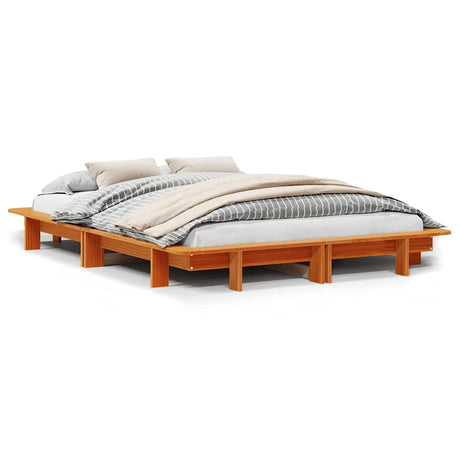 Vidaxl bedframe zonder matras massief grenenhout wasbruin 120x190 cm