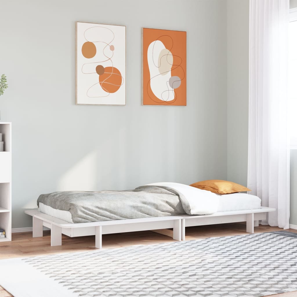 Vidaxl bedframe zonder matras massief grenenhout wit 75x190 cm