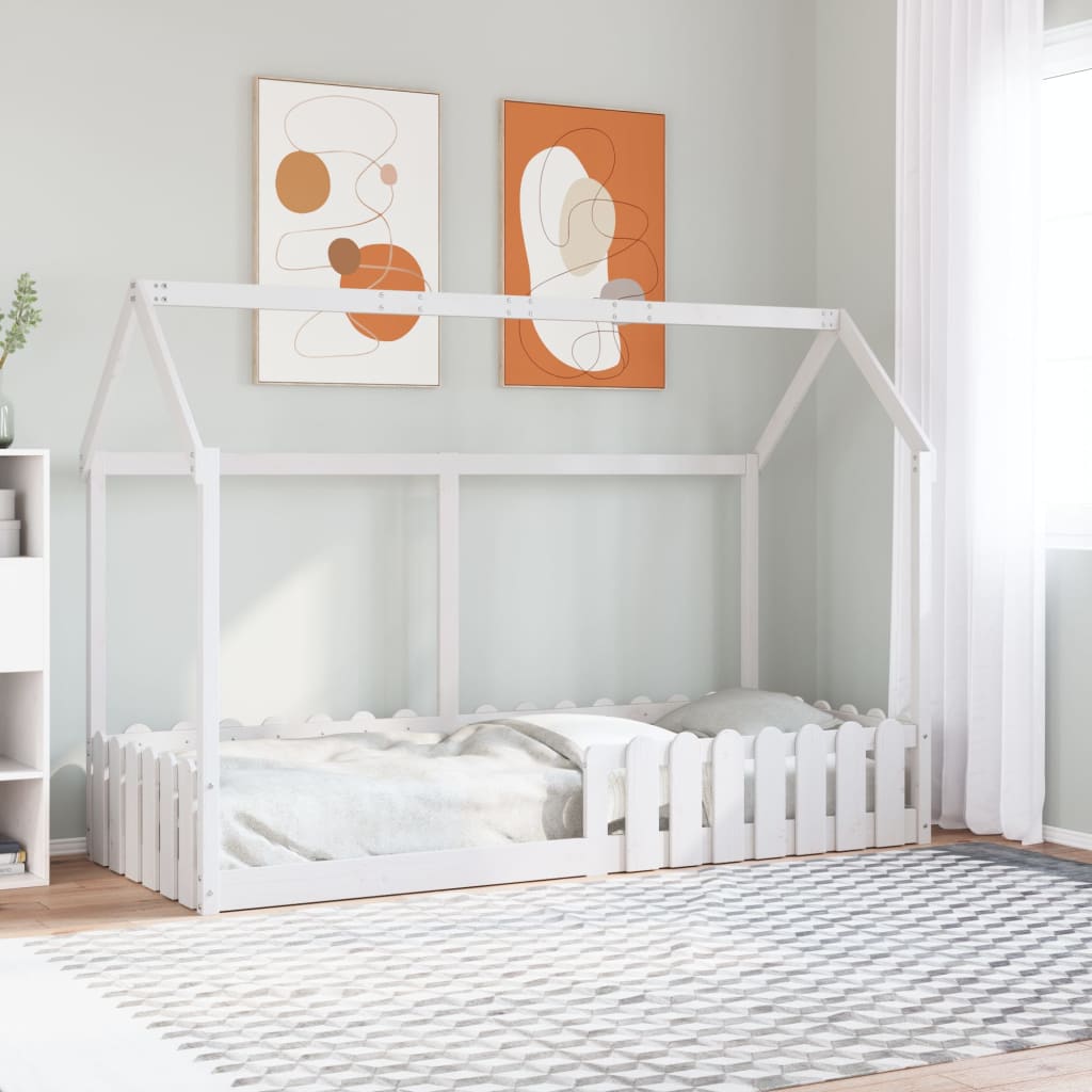 Vidaxl bedhuis wit massief grenenhout 80x200 cm