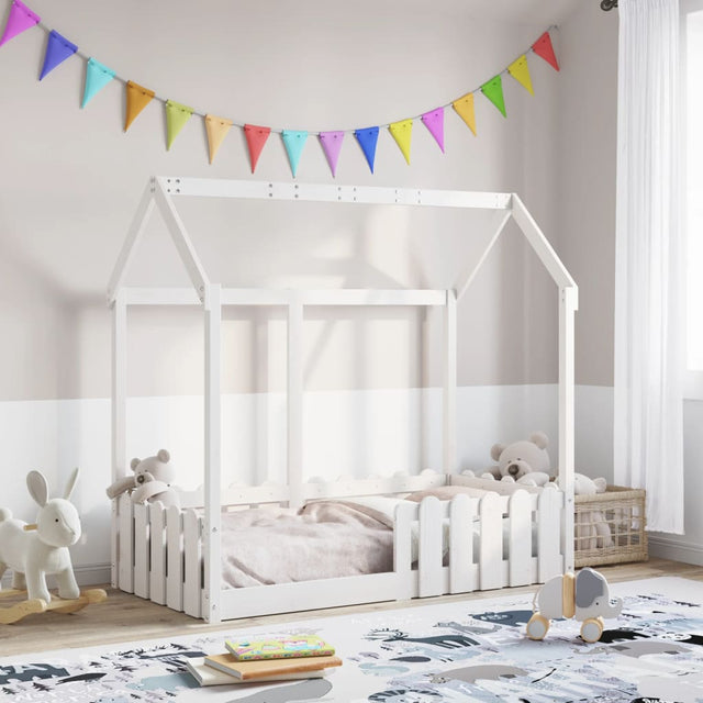 Vidaxl bedhuis wit massief grenenhout 70x140 cm