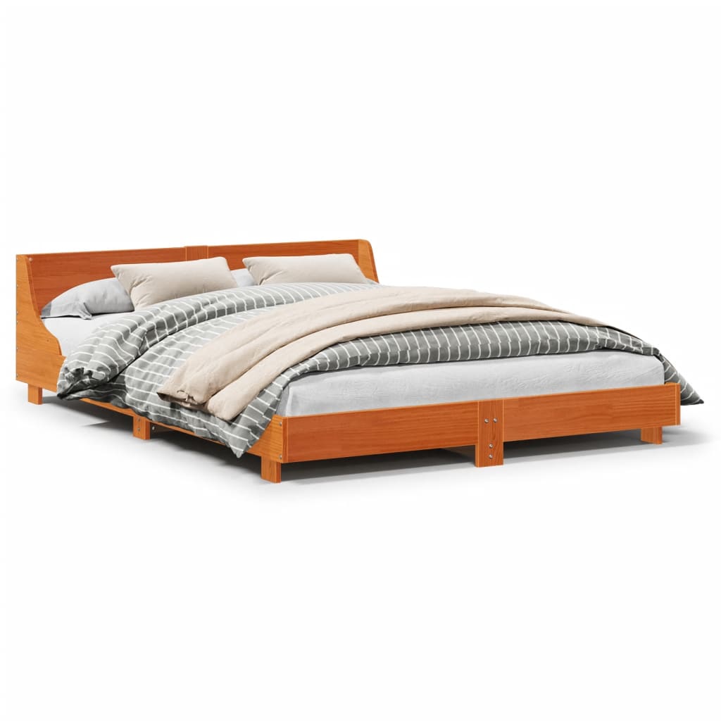 Vidaxl bedframe zonder matras massief grenenhout wasbruin 140x200 cm