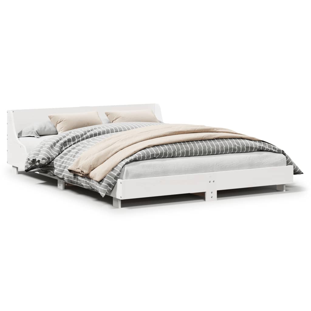 Vidaxl bedframe zonder matras massief grenenhout wit 140x190 cm