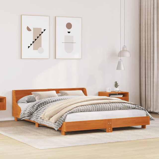 Vidaxl bedframe zonder matras massief grenenhout wasbruin 140x190 cm