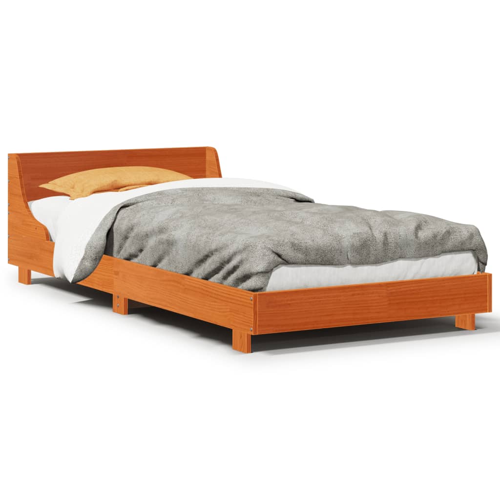 Vidaxl bedframe zonder matras massief grenenhout wasbruin 75x190 cm