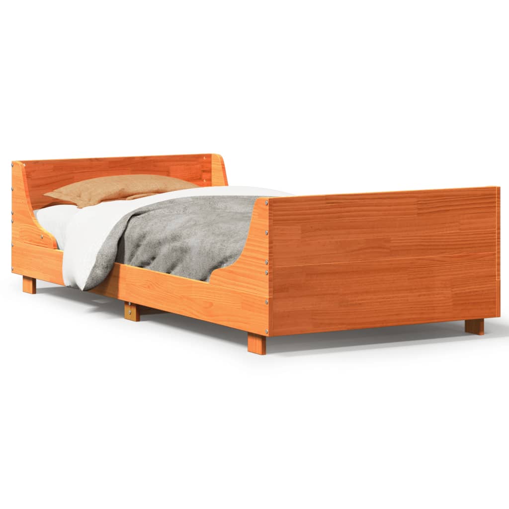 Vidaxl bedframe zonder matras massief grenenhout wasbruin 90x190 cm