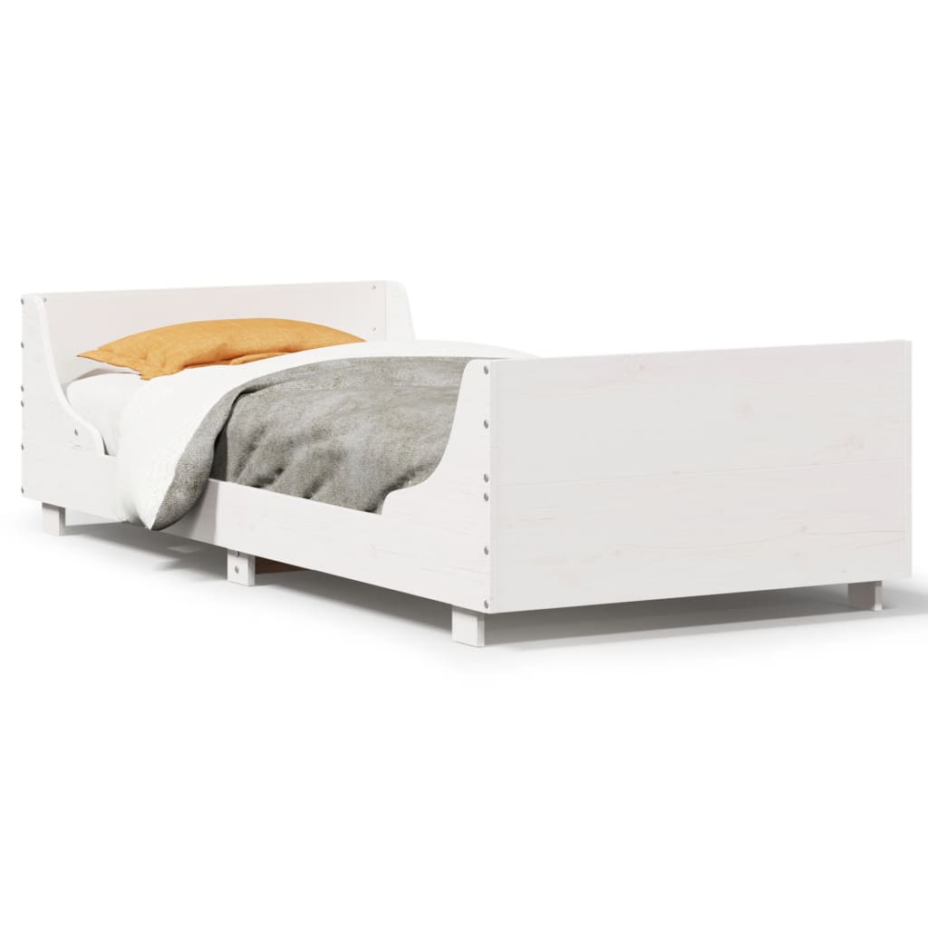 Vidaxl bedframe zonder matras massief grenenhout wit 75x190 cm