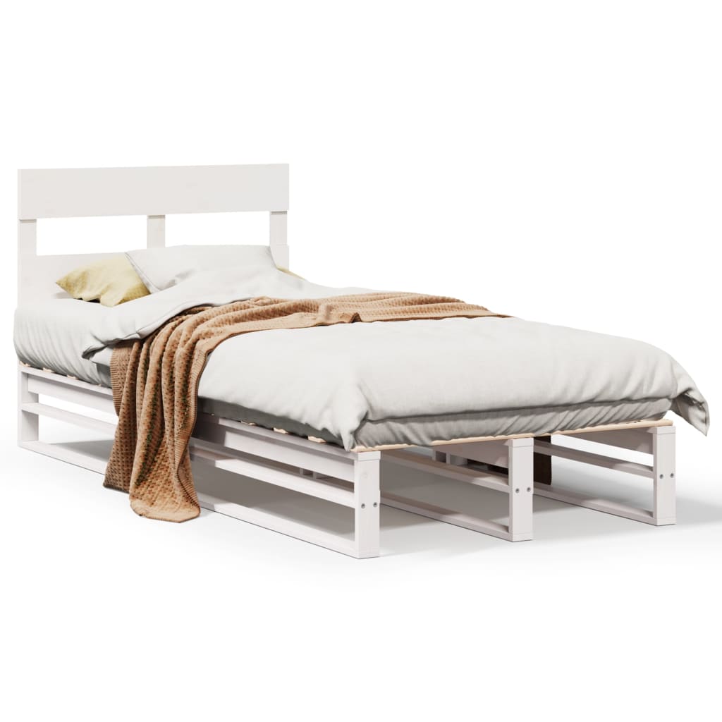 Vidaxl bedframe zonder matras massief grenenhout wit 90x200 cm