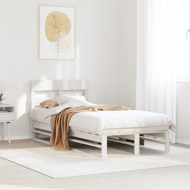 Vidaxl bedframe zonder matras massief grenenhout wit 90x200 cm