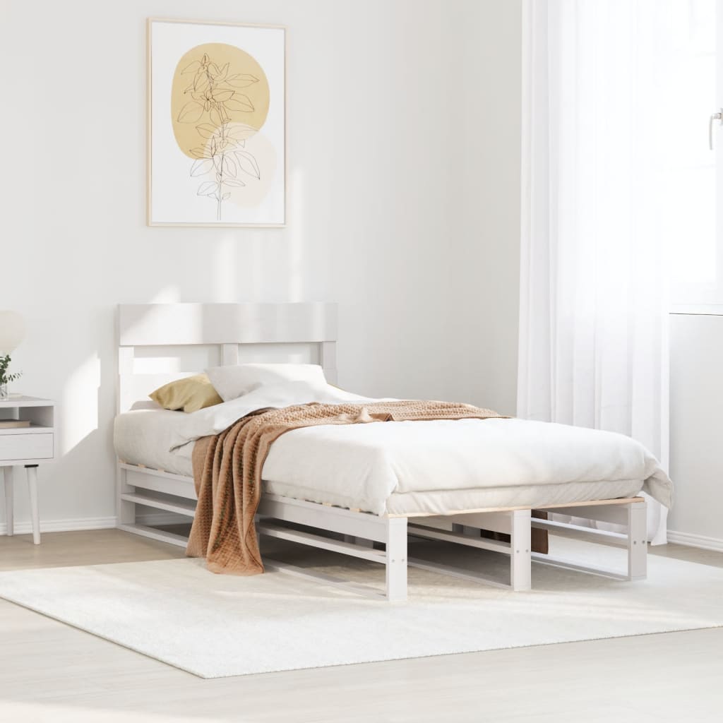 Vidaxl bedframe zonder matras massief grenenhout wit 140x200 cm
