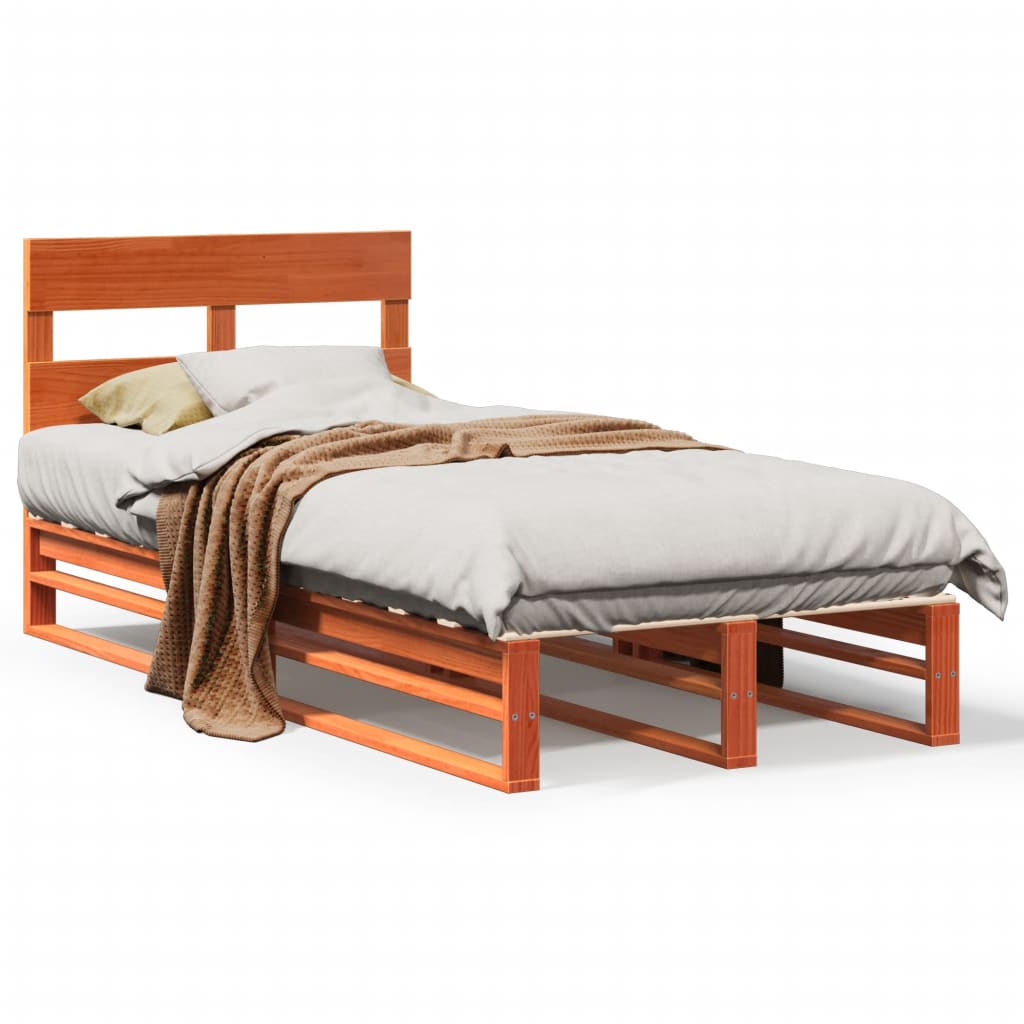 Vidaxl bedframe zonder matras massief grenenhout wasbruin 100x200 cm