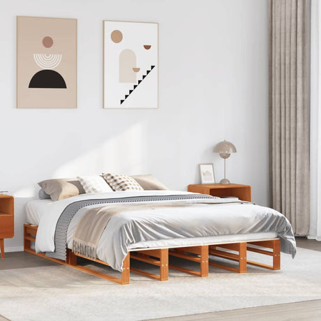 Vidaxl bedframe zonder matras massief grenenhout wasbruin 120x200 cm
