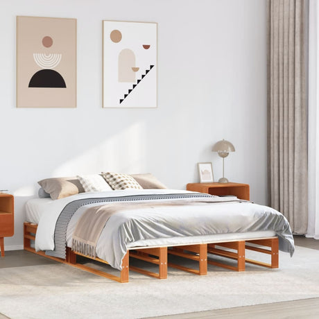 Vidaxl bedframe zonder matras massief grenenhout wasbruin 140x200 cm