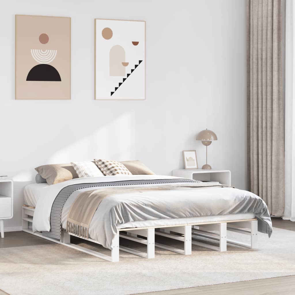 Vidaxl bedframe zonder matras massief grenenhout wit 150x200 cm