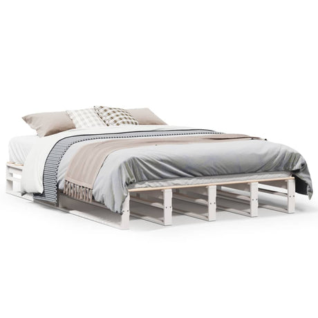 Vidaxl bedframe zonder matras massief grenenhout wit 160x200 cm